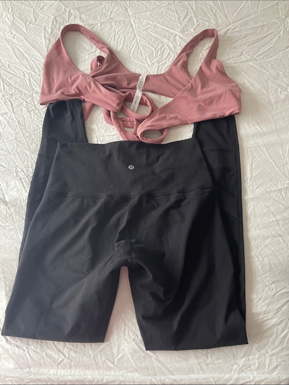 lululemon athletica Black High-Rise Shorts with Dusty Rose Sports Bra